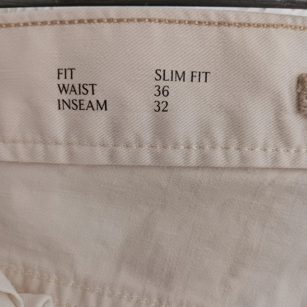 Banana Republic Slim Fit Pants Mens 36x32 Beige Linen Cotton Blend